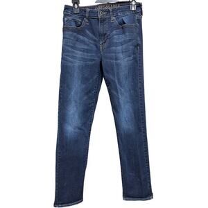 American Eagle Athletic Jeans Men Size 28X32 Measured 28X30.5 Dark Blue Denim